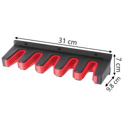 Supporti Ganci per Attrezzi da Garage Officina | 9,8x31x7 cm | Portata 7 Kg | Nero | in Plastica